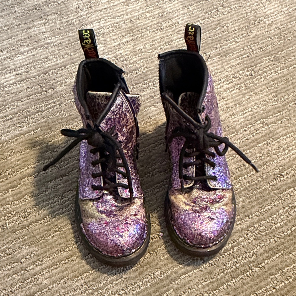 Kids Glittery Purple Dr. Martens Boots